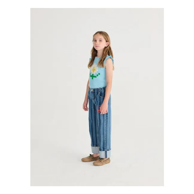 Marguerite organic cotton ruffled tank top | Light blue