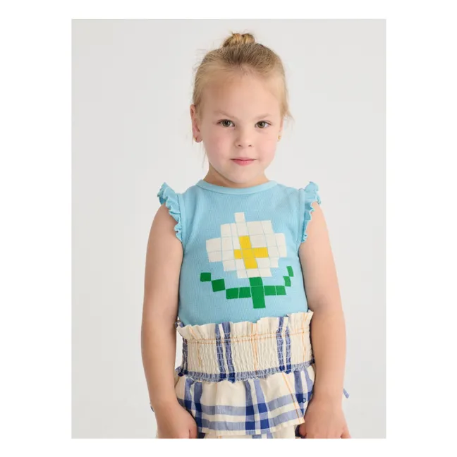 Marguerite organic cotton ruffled tank top | Light blue