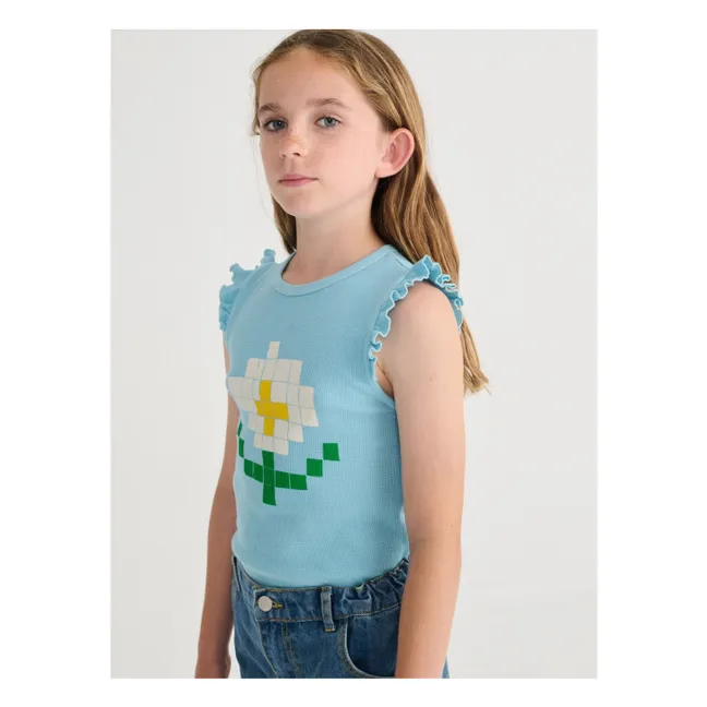 Canotta con volant Daisy in cotone organico | Azzurro