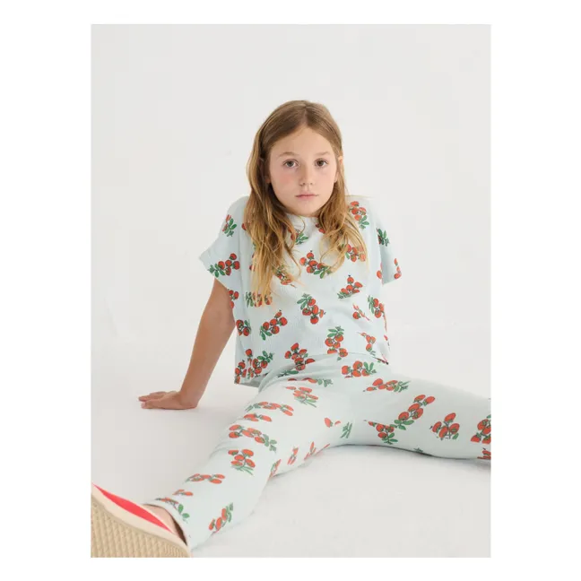 T-shirt Crop Tomates Coton Bio | Bleu pâle
