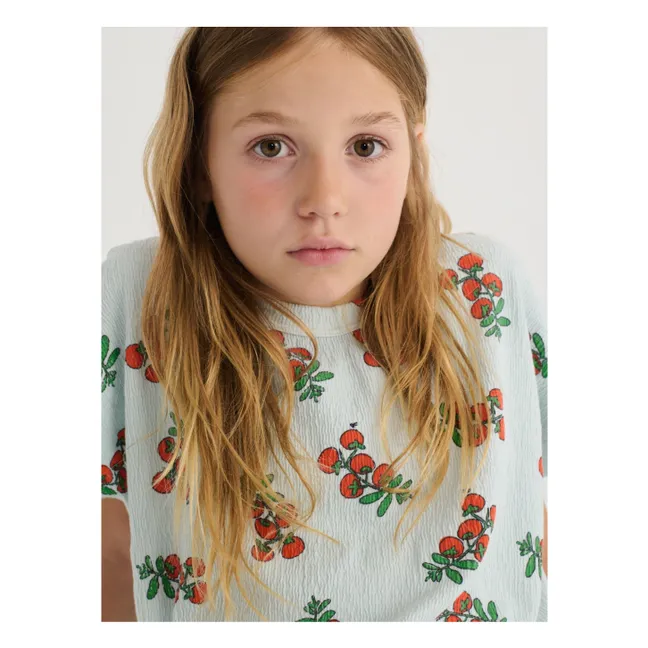 T-shirt Crop Tomates Coton Bio | Bleu pâle