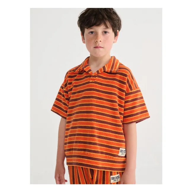 Gestreiftes Poloshirt Frottee | Orange