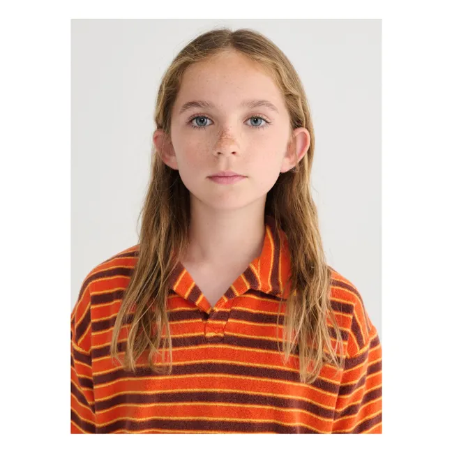 Gestreiftes Poloshirt Frottee | Orange