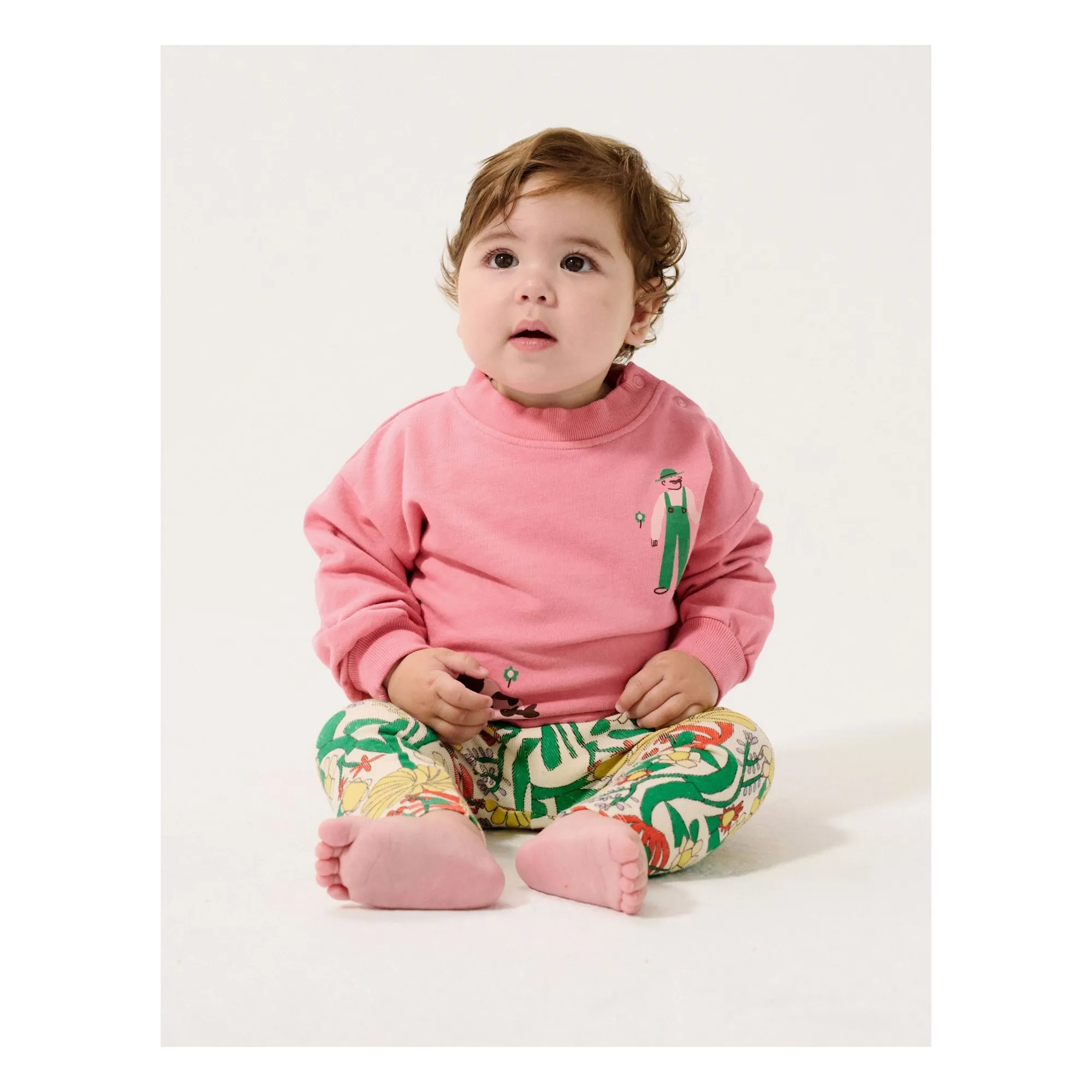 Legging Fleuri Coton Bio Bébé | Ecru- Image produit n°2