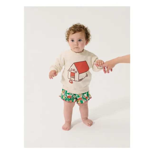 Organic Cotton Floral Ruffle Baby Shorts | Ecru