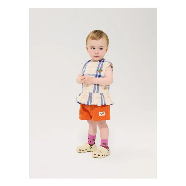Organic cotton baby tartan top | Ecru