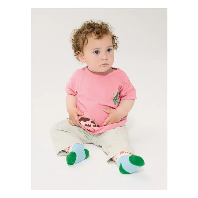 Camiseta de granja de algodón ecológico para bebé | Rosa