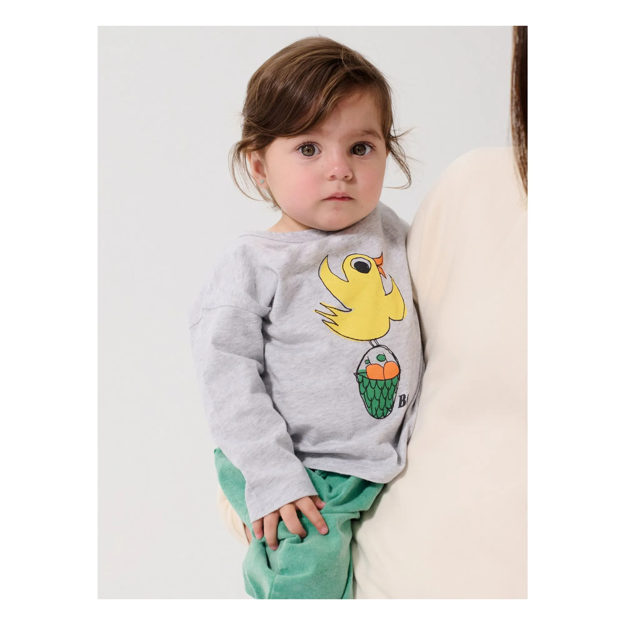 T-shirt Oiseau Coton Bio | Gris chiné- Image produit n°1