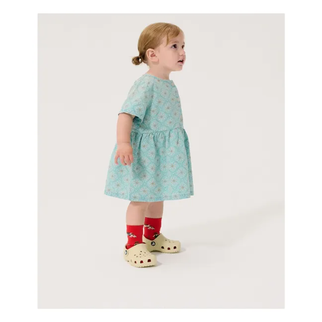 Robe Marguerites Coton Bio Bébé | Bleu Clair