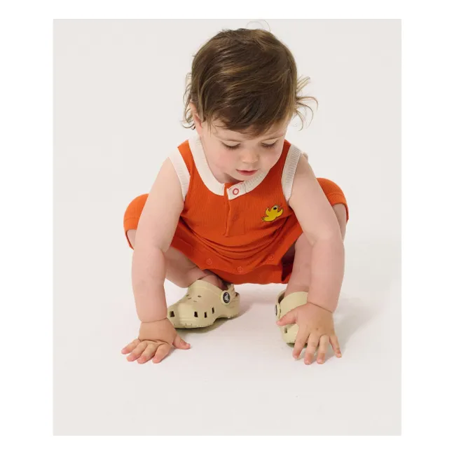 Pelele de punto de pájaro de algodón orgánico | Naranja