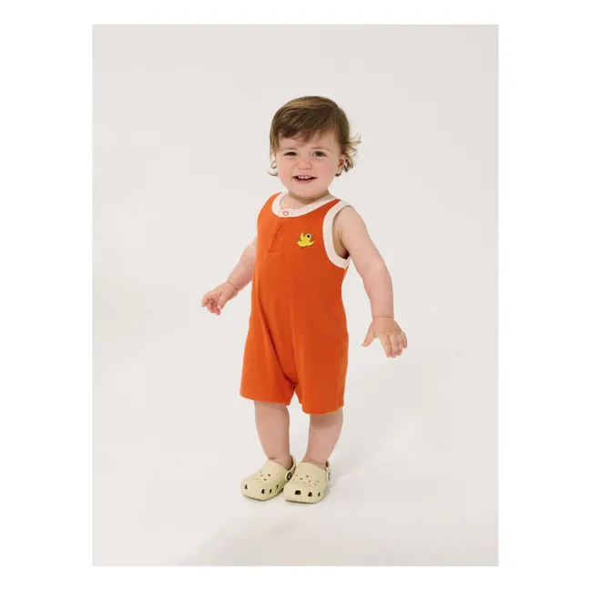 Pelele de punto de pájaro de algodón orgánico | Naranja