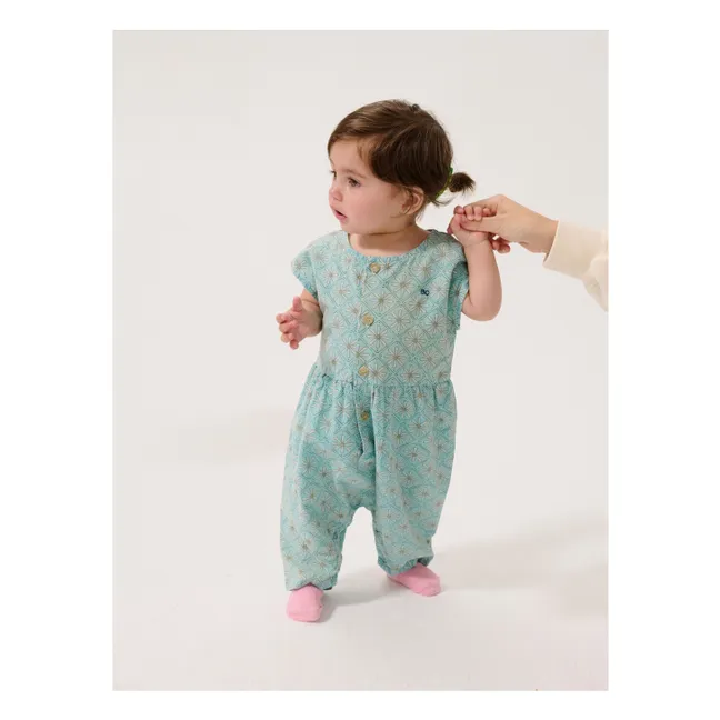Combinaison Marguerites Coton Bio | Bleu Clair