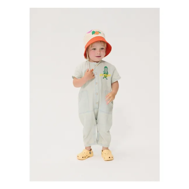 Organic Cotton Washed Denim Jumpsuit | Light Blue