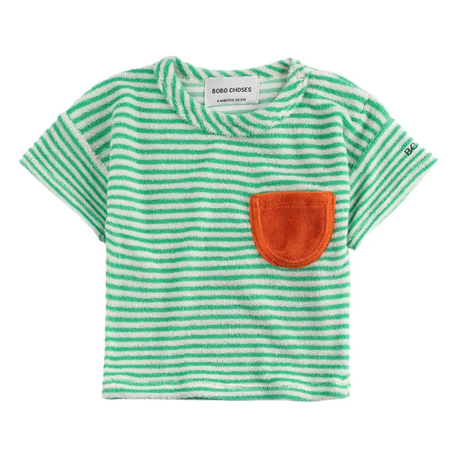 Camiseta de rayas de algodón ecológico | Verde