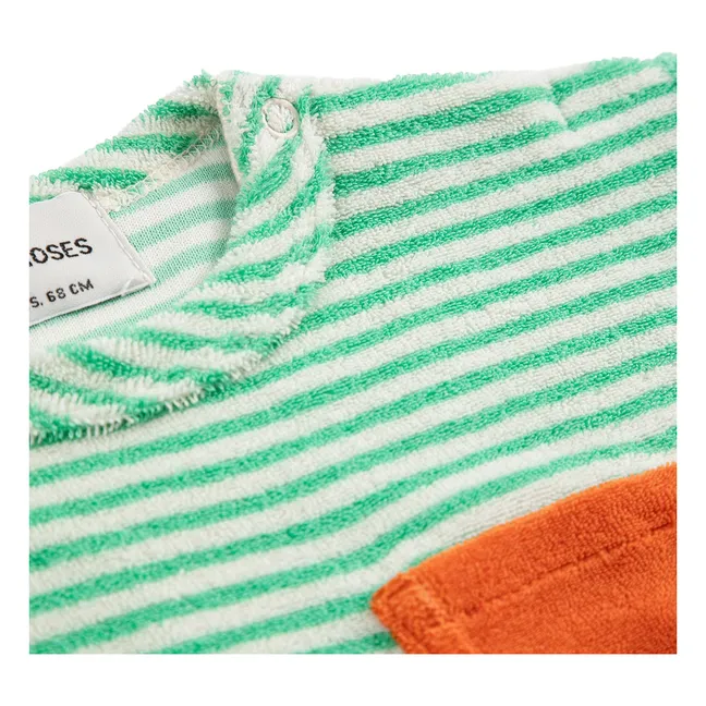 Camiseta de rayas de algodón ecológico | Verde