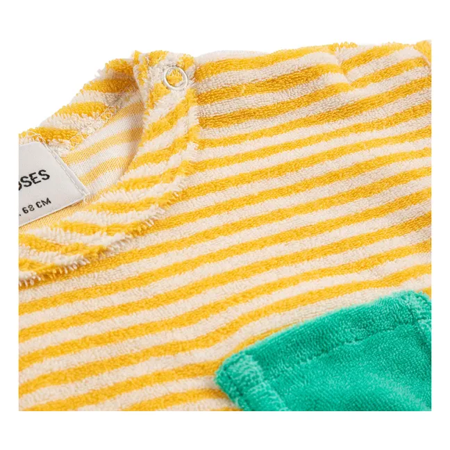 Gestreiftes T-Shirt aus Frottee und Bio-Baumwolle | Gelb