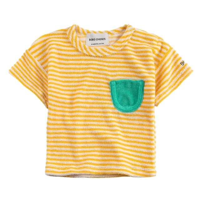 Camiseta de rayas de algodón ecológico | Amarillo