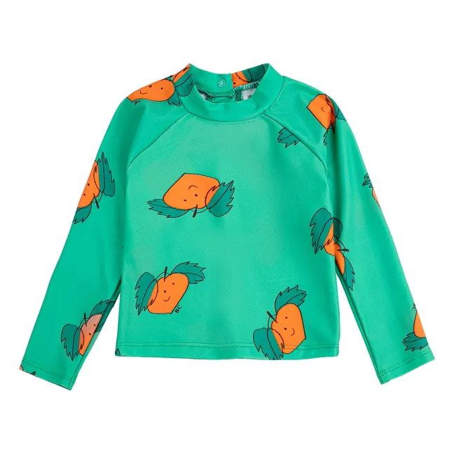 Camiseta de baño para bebé de fibra reciclada naranja anti-UV | Verde