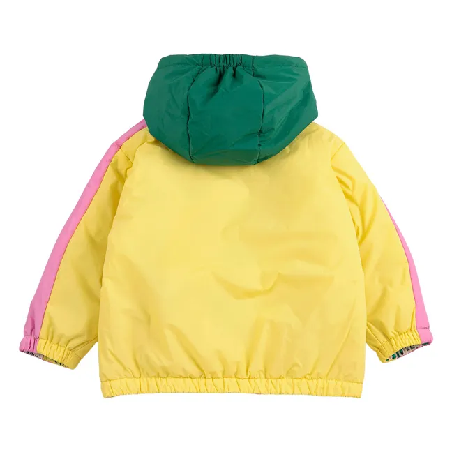 Chaqueta reversible de fibra reciclada Colorblock para bebé | Amarillo