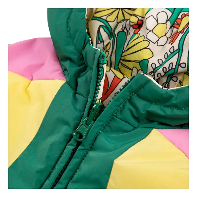 Chaqueta reversible de fibra reciclada Colorblock para bebé | Amarillo