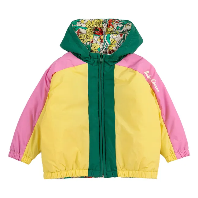 Chaqueta reversible de fibra reciclada Colorblock para bebé | Amarillo