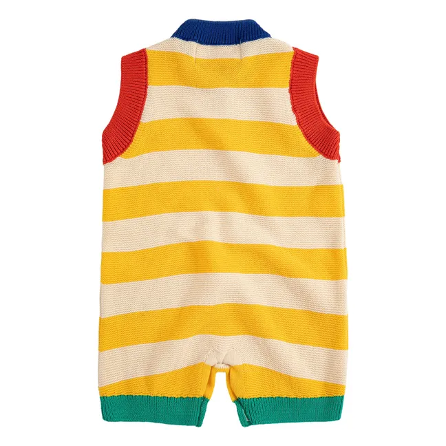 Combishort Rayée Maille Coton Bio | Jaune