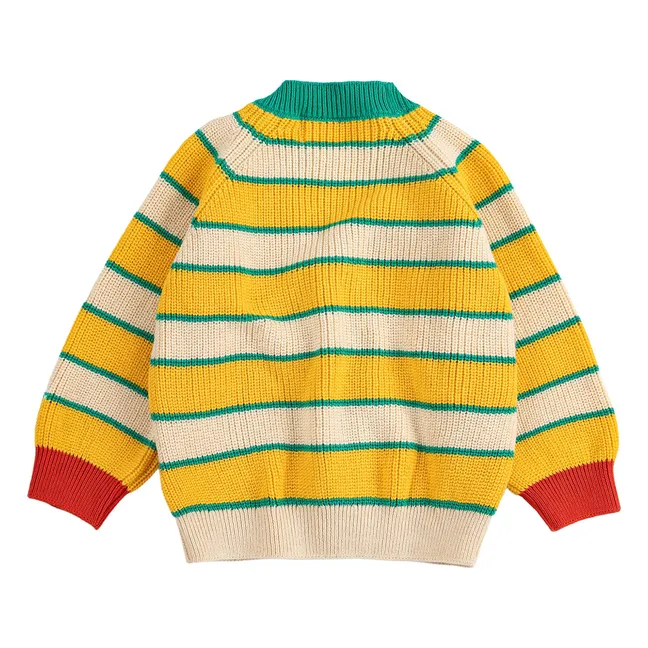Cardigan Rayé Coton Bio Bébé | Jaune