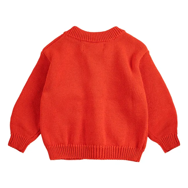 Cardigan Marguerites Coton Bio Bébé | Rouge