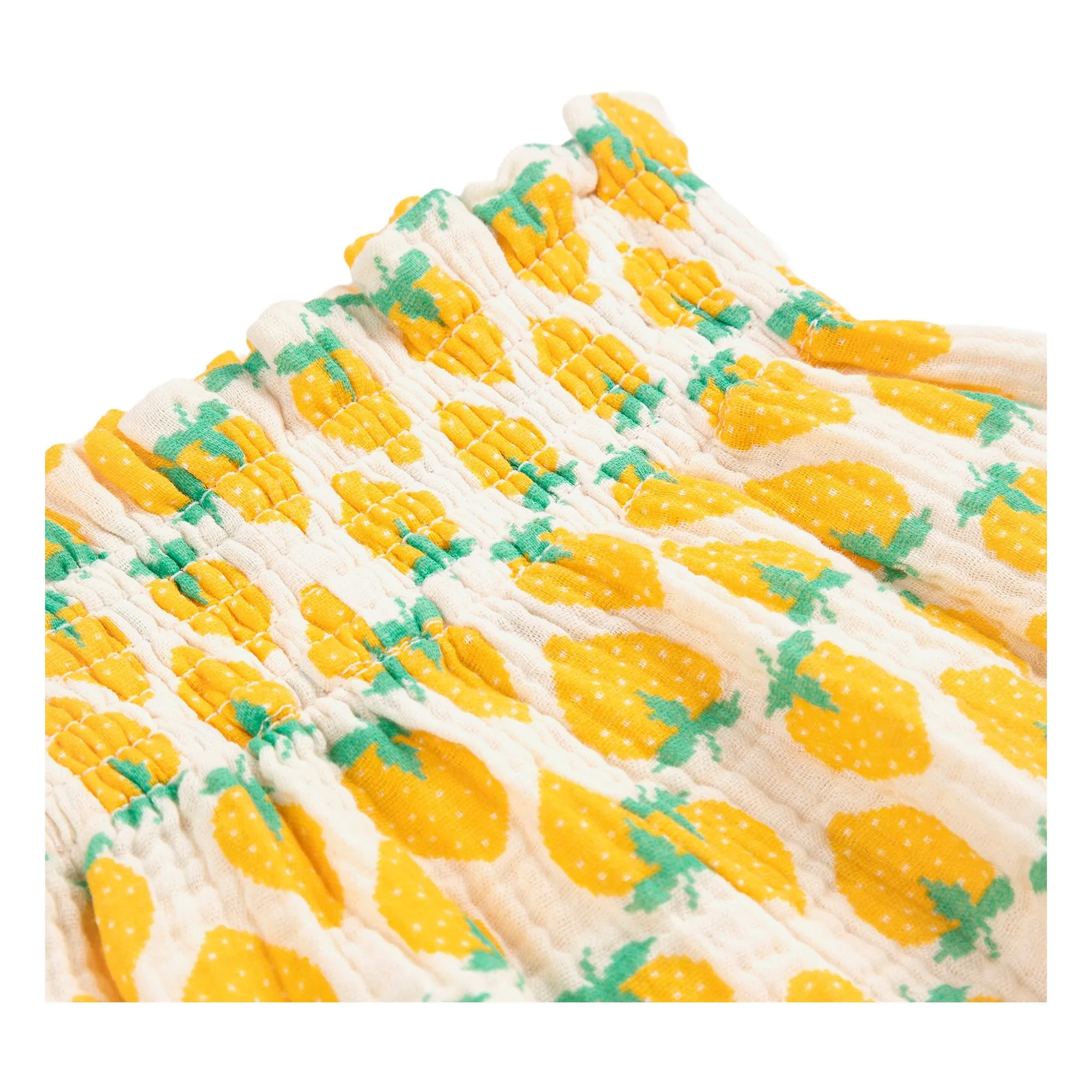Pantalon Fraises Gaze de Coton Bio | Ecru- Image produit n°1