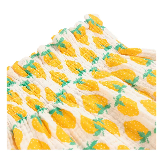 Pantalon Fraises Gaze de Coton Bio | Ecru