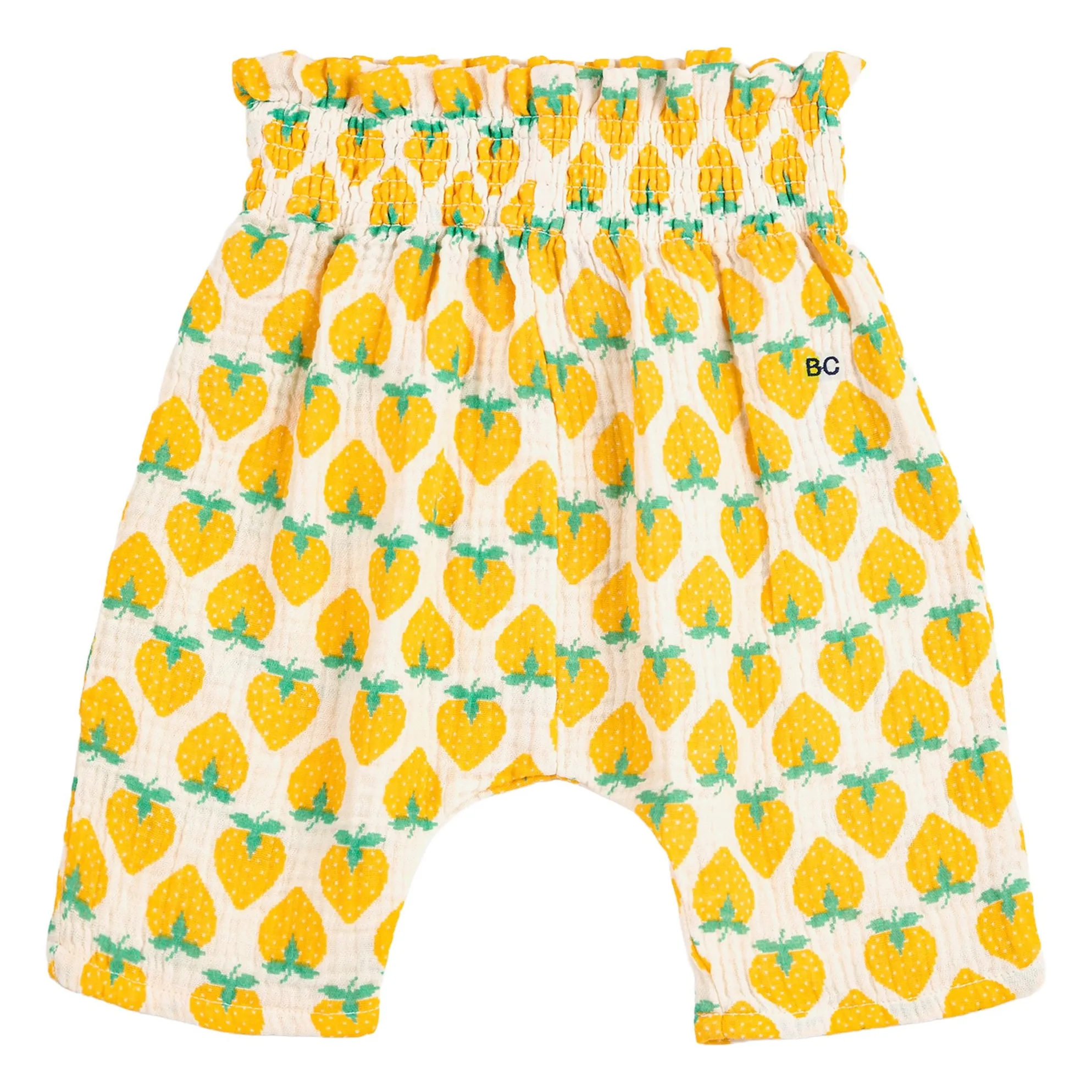 Pantalon Fraises Gaze de Coton Bio | Ecru- Image produit n°0