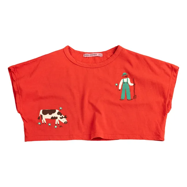 T-shirt Crop Ferme Coton Bio | Rouge