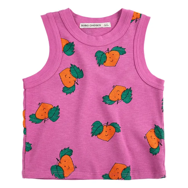 Débardeur Côtelé Oranges Coton Bio | Violet