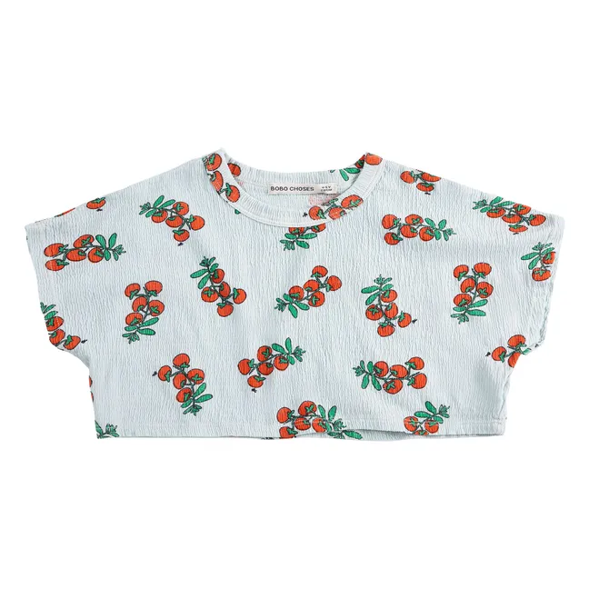 T-shirt Crop Tomates Coton Bio | Bleu pâle