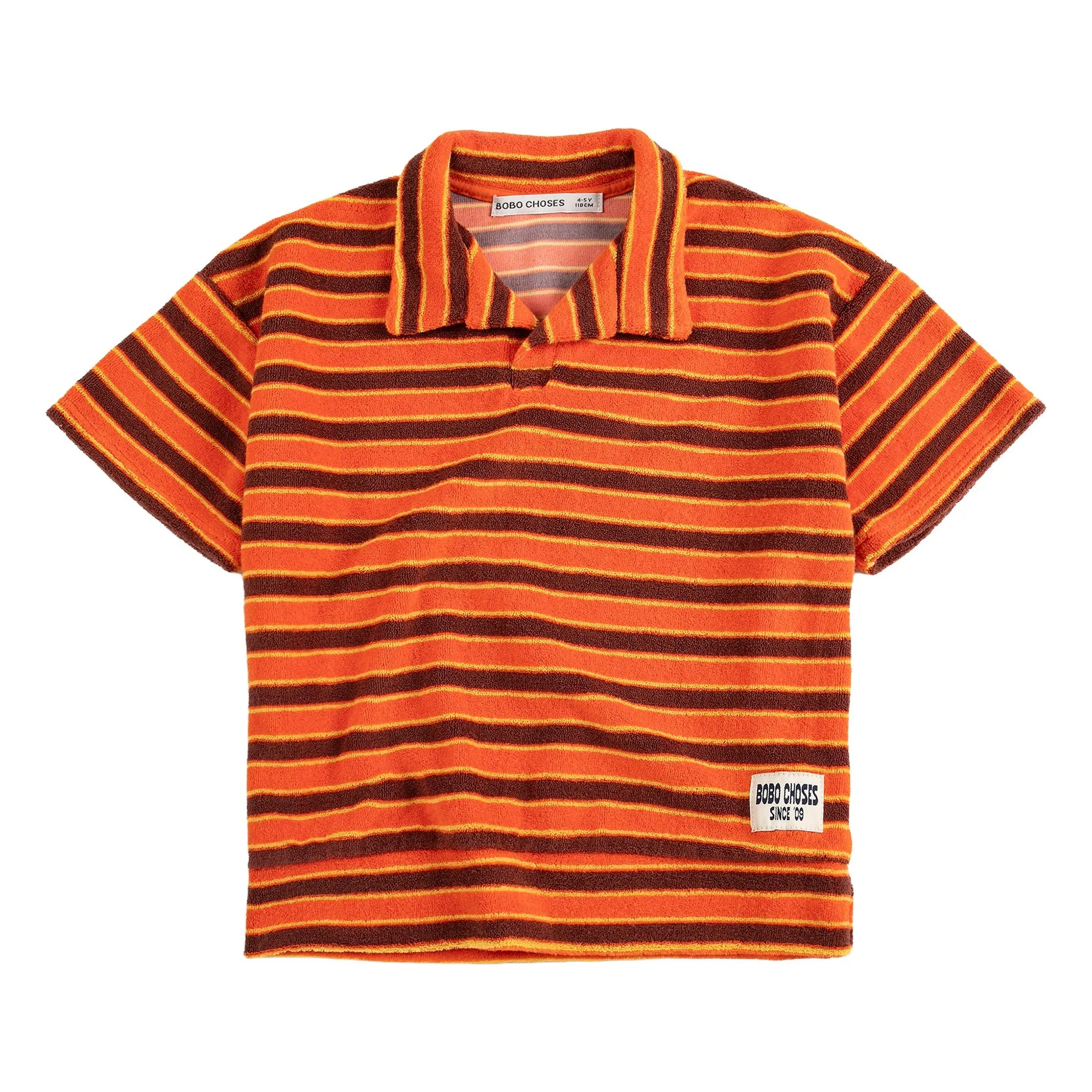 Bobo Choses Orange Striped Terry Polo