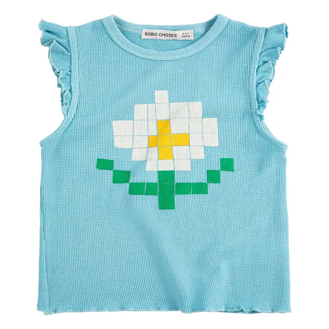 Marguerite organic cotton ruffled tank top | Light blue