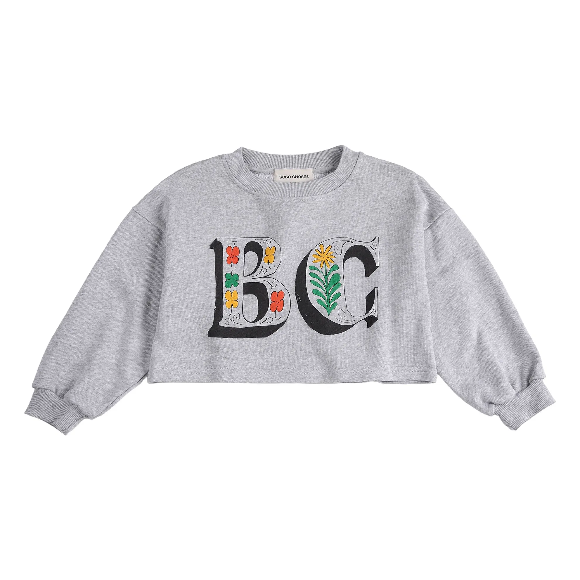 Bobo Choses Heather Grey Sweat Crop Bc Organic Cotton