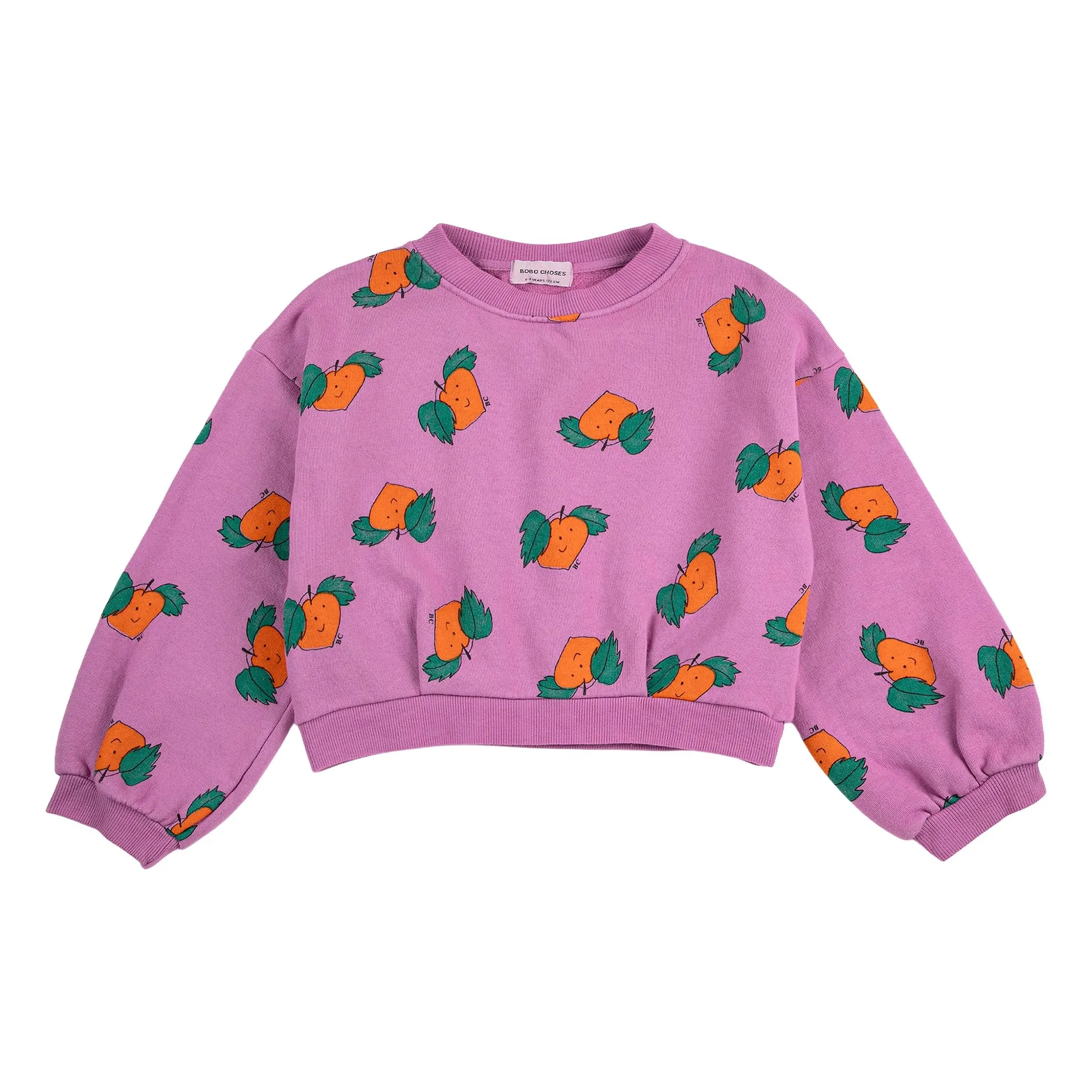 Bobo Choses Purple Sweat Crop Oranges Organic Cotton