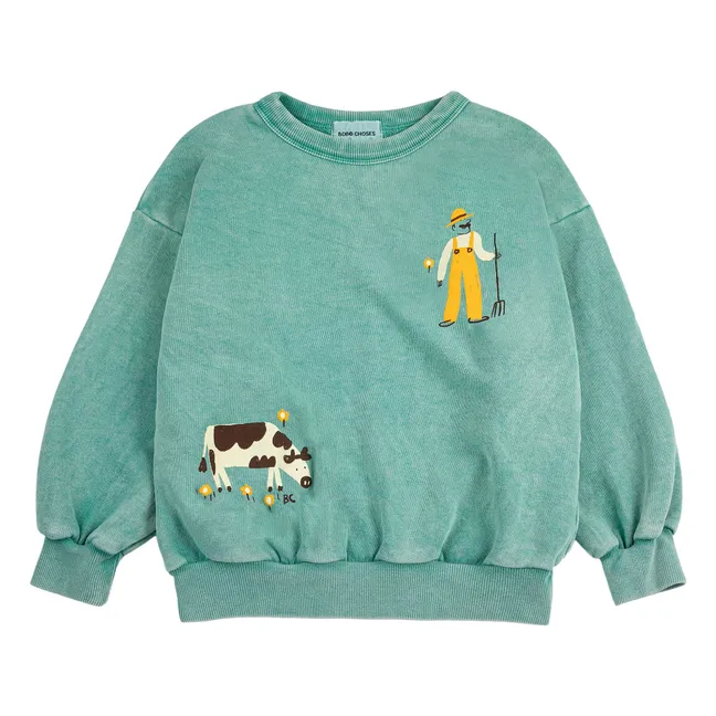 Sudadera de granja de algodón ecológico | Verde