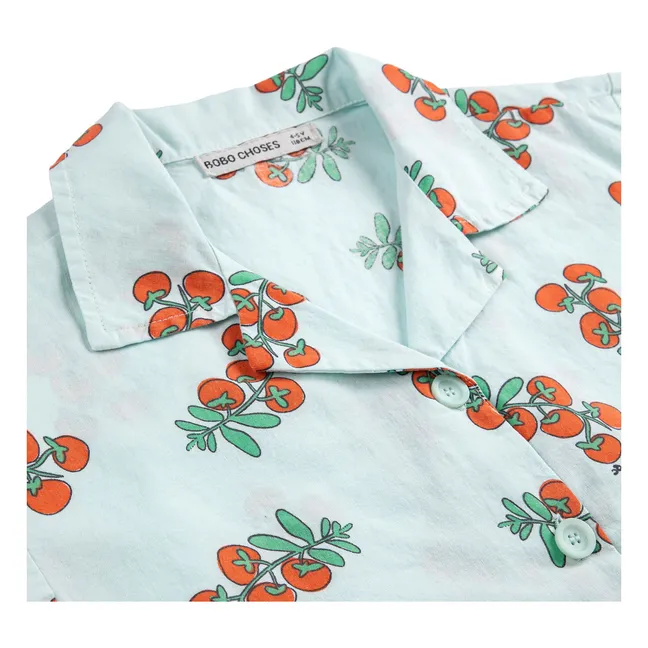 Camicia al pomodoro in cotone biologico | Azzurro fiordaliso