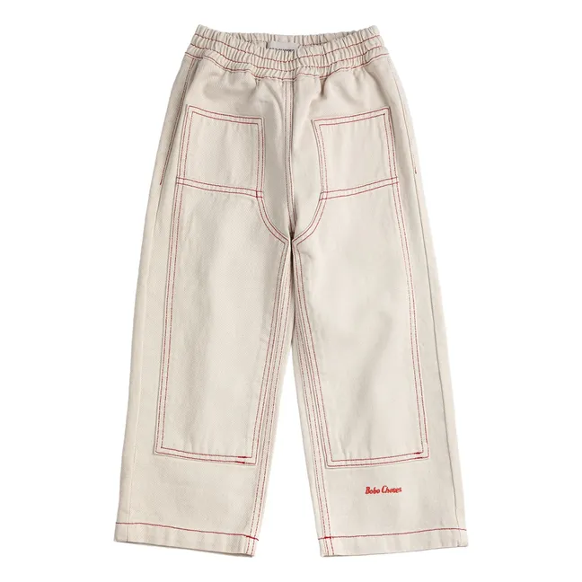 Pantalones con paneles de sarga de algodón orgánico | Blanco
