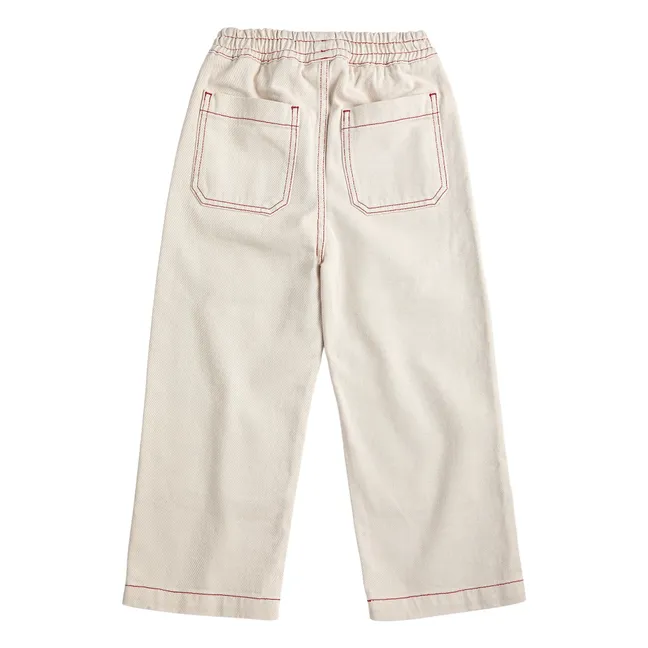 Pantalon Empiècements Twill Coton Bio | Blanc