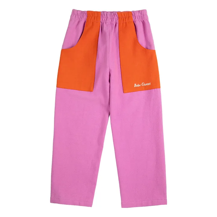 Pantalones de algodón orgánico con bloques de color | Violeta- Imagen del producto n°0