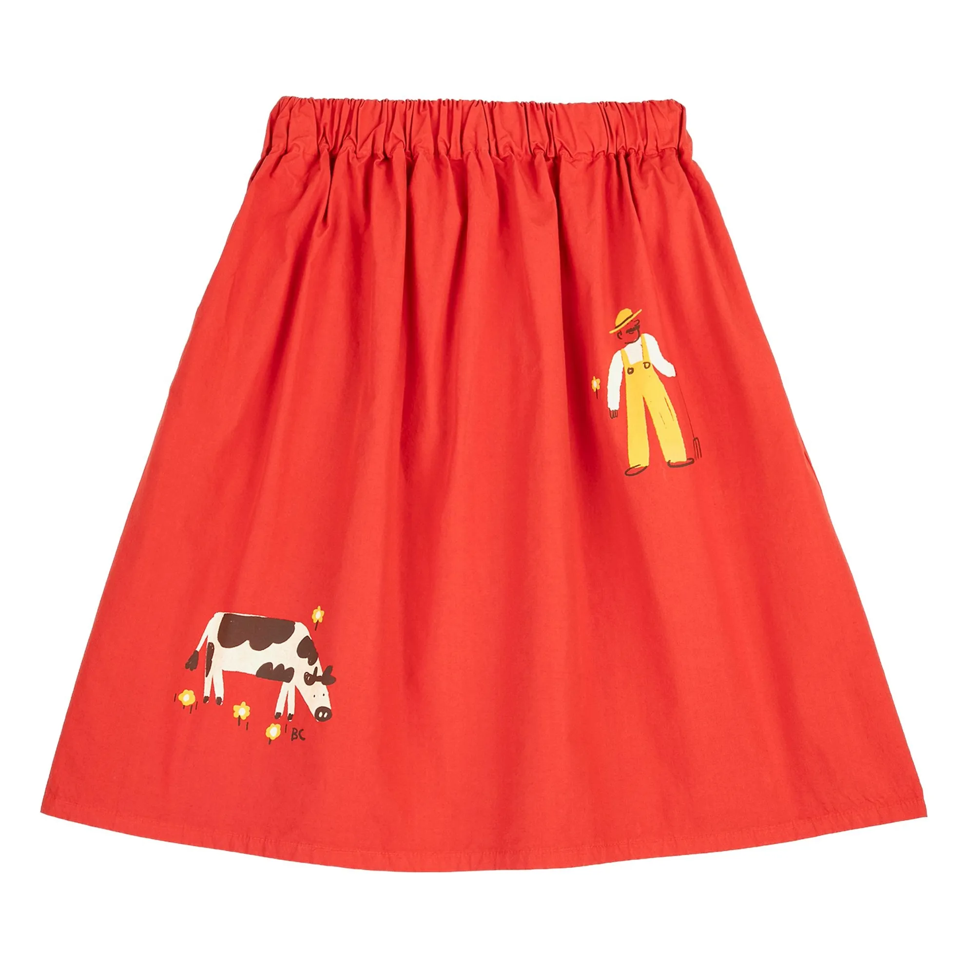 Bobo Choses Red Midi Skirt Farmhouse Organic Cotton