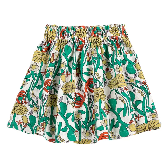 Falda floral de algodón orgánico | Blanco