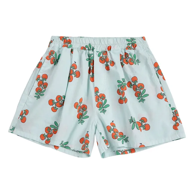 Pantaloncini al pomodoro in cotone biologico | Azzurro fiordaliso