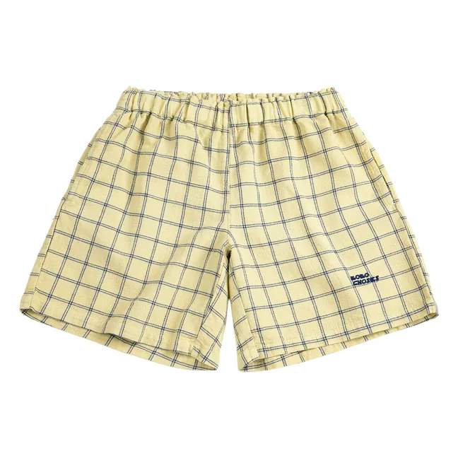 Short Carreaux Coton Bio | Jaune