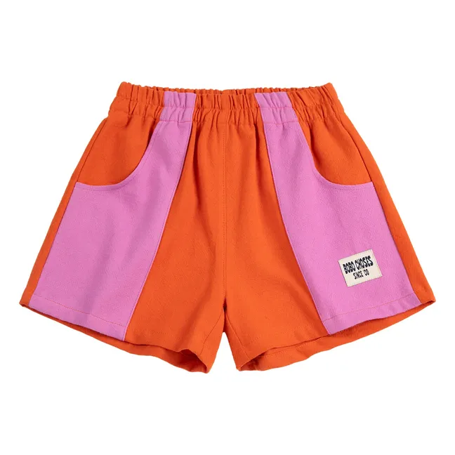 Pantalones cortos de algodón orgánico con bloques de color | Naranja