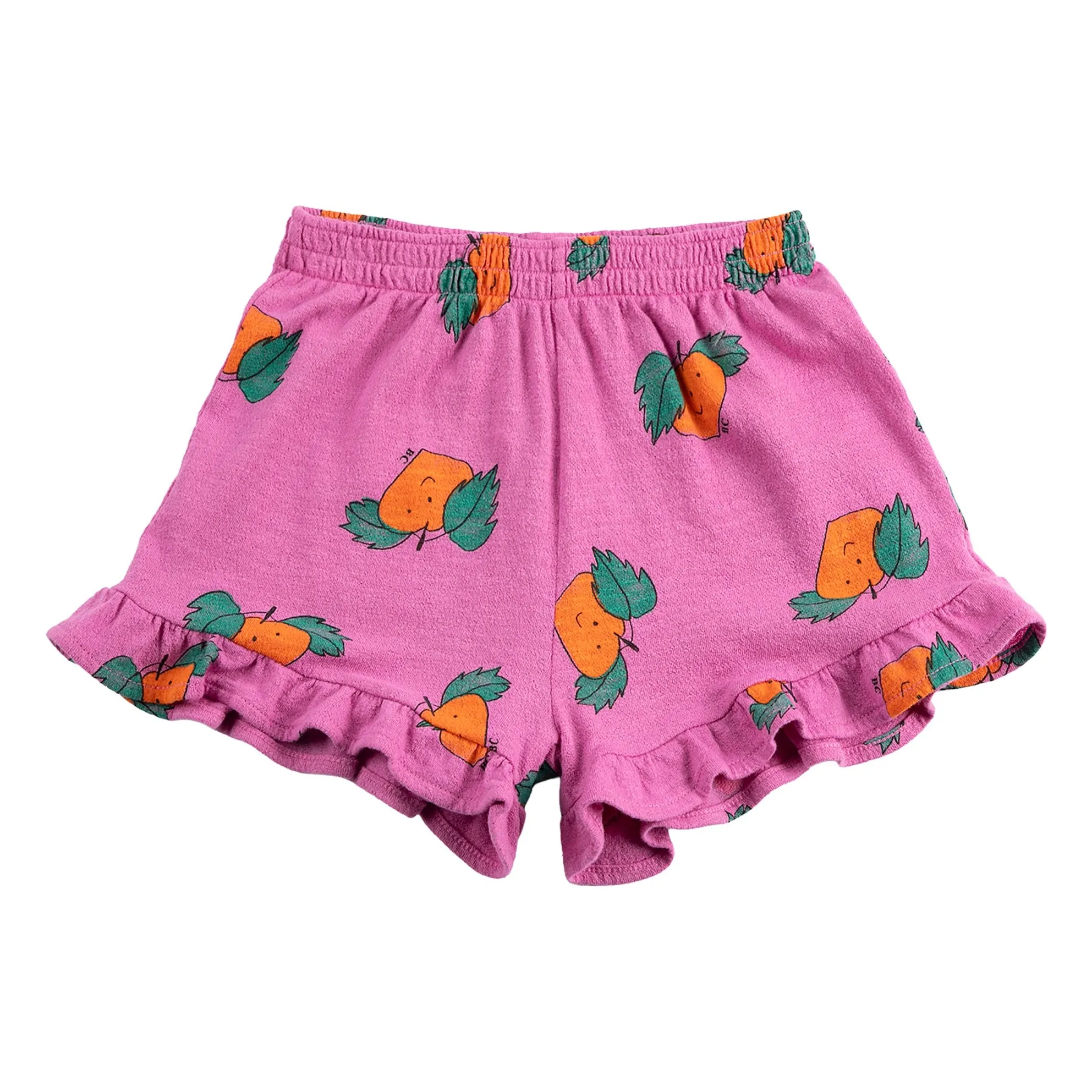 Bobo Choses Purple Orange Ruffled Shorts Organic Cotton