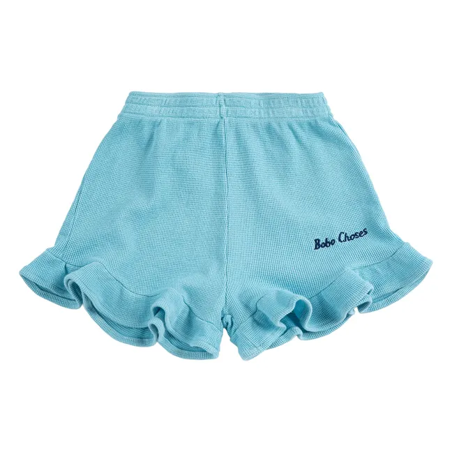 Bobo Choses Organic Cotton Ruffle Shorts | Light blue